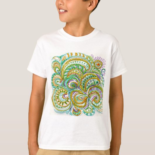 Folk Art Fantasy Pattern T-shirt (Voorkant)