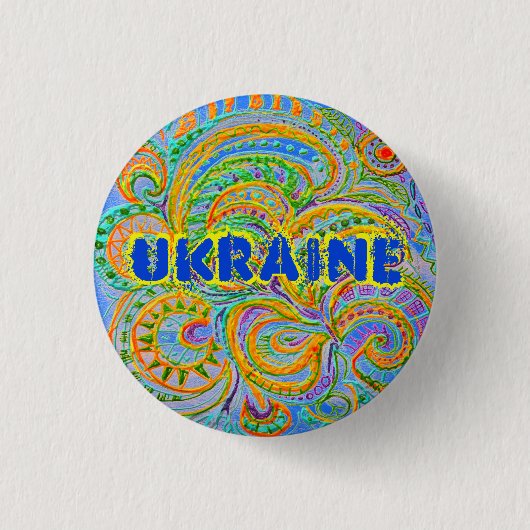 Folk Art Fantasy Pattern Ukraine Sleutelhanger Ronde Button 3,2 Cm (Voorkant)
