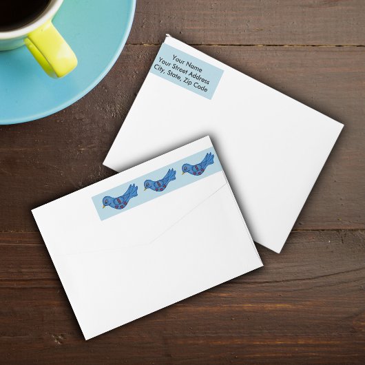 Folk Art Fantasy Schattige Blue Bird Red Hearts