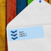 Folk Art Fantasy Schattige Blue Bird Red Hearts Etiket