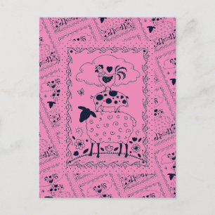 FOLK ART FARM ANIMALS SHEEP PIG ROOSTER Primium Briefkaart