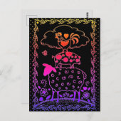 FOLK ART FARM ANIMALS SHEEP PIG ROOSTER Primium Briefkaart (Voorkant / Achterkant)