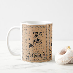 FOLK ART FARM ANIMALS SHEEP PIG ROOSTER Primium Koffiemok