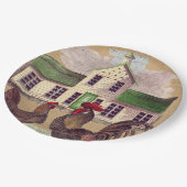 Folk Art Farmyard Chickens Rustisch design Papieren Bordje (Gekanteld)