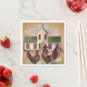 Folk Art Farmyard Kippen Rustiek Ontwerp Servetten (Insitu)