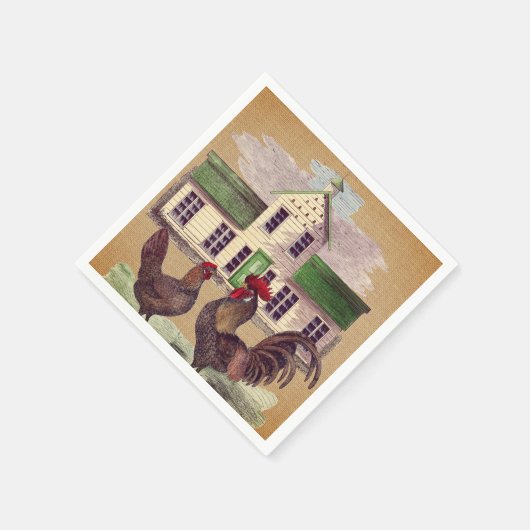 Folk Art Farmyard Kippen Rustiek Ontwerp Servetten (Hoek)