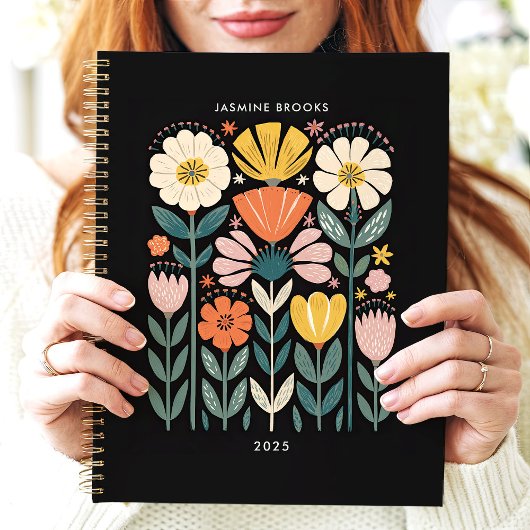 Folk Art Floral 2025 Aangepaste naam Planner