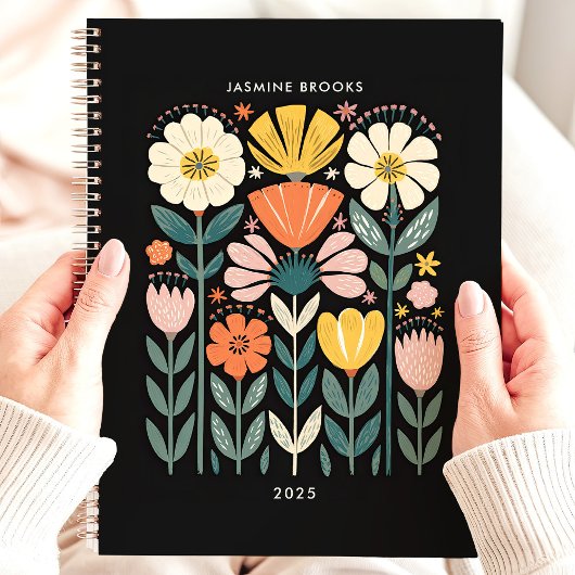 Folk Art Floral 2025 Aangepaste naam Planner