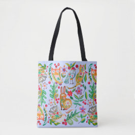 Folk Art Floral Animal Friends  Tote Bag