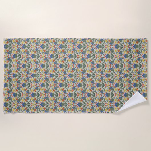 Folk Art Floral Beach Wrap Strandlaken (Voorkant)