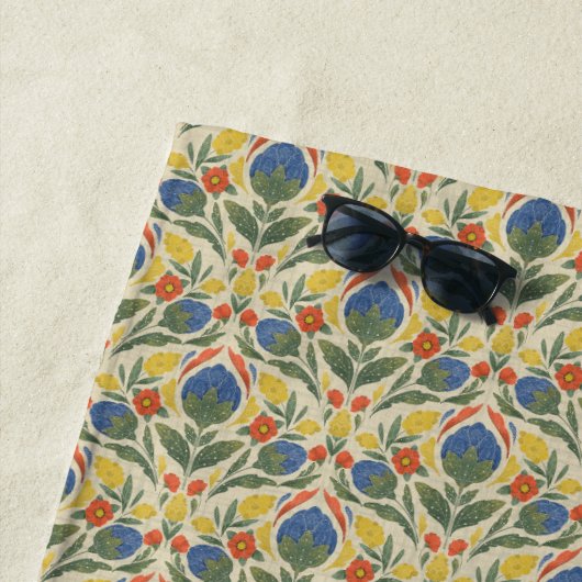 Folk Art Floral Beach Wrap Strandlaken (In situ)