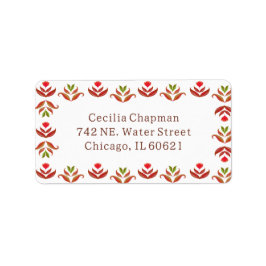 Folk Art Floral Border Cute Cozy Rustic herfst Etiket