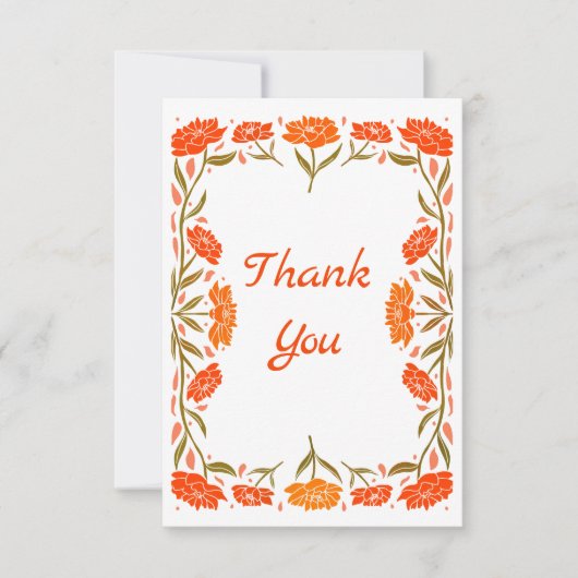 Folk Art Floral Border Greeting Card Bedankkaart (Voorkant)