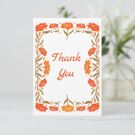 Folk Art Floral Border Greeting Card Bedankkaart (Staand voorkant)