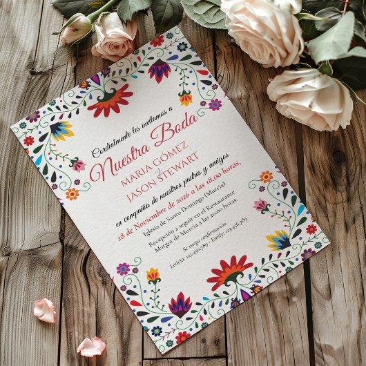 Folk Art Floral Botanical Fiesta Spanish Wedding Kaart