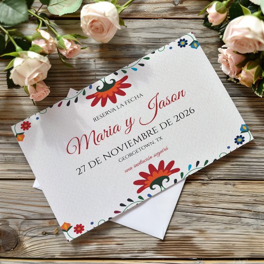 Folk Art Floral Botanical Fiesta Spanish Wedding Save The Date