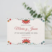 Folk Art Floral Botanical Fiesta Spanish Wedding Save The Date (Staand voorkant)