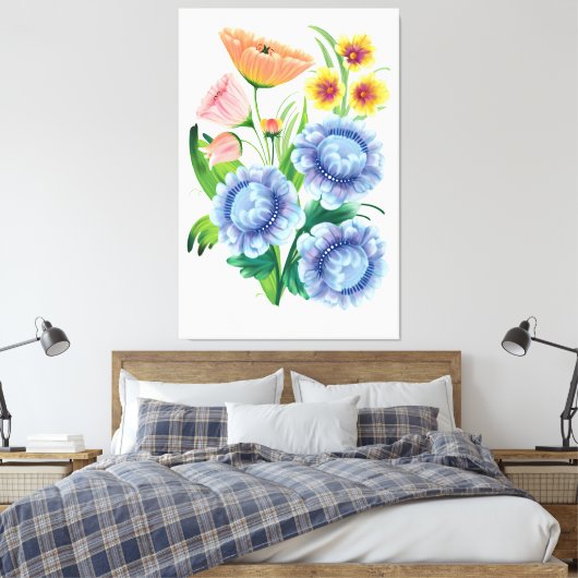 Folk Art Floral Canvas Afdruk (Insitu (Slaapkamer))