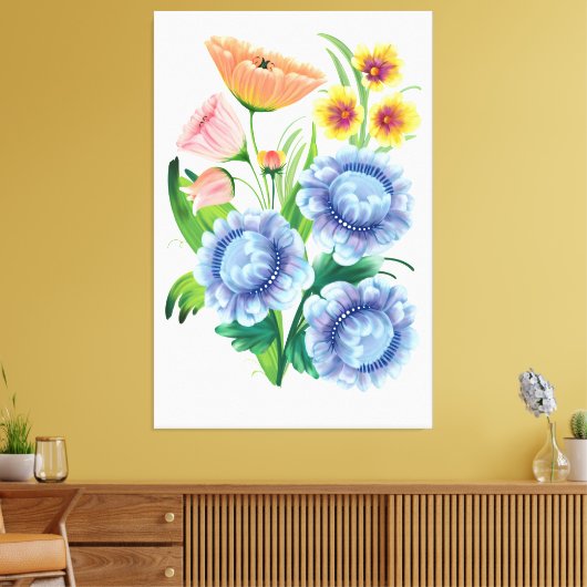 Folk Art Floral Canvas Afdruk (Insitu (Woonkamer))