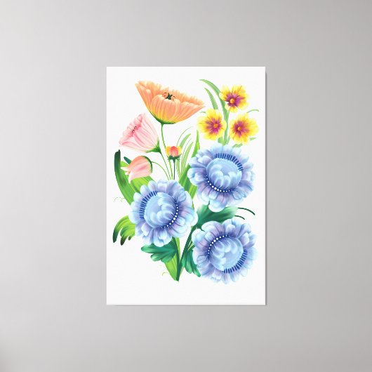 Folk Art Floral Canvas Afdruk (Voorkant)