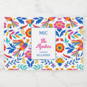 Folk Art Floral Fiesta Monogram Trouwgunst Likeurfles Etiket (Enkel label)