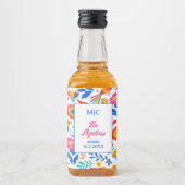 Folk Art Floral Fiesta Monogram Trouwgunst Likeurfles Etiket (Voorkant)