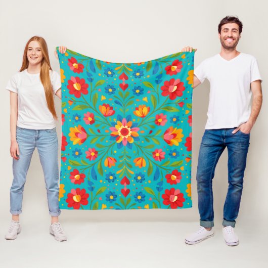 Folk art floral  fleece deken (In situ)