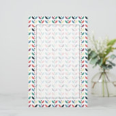 Folk Art Floral Geometric Pattern Briefpapier (Staand voorkant)