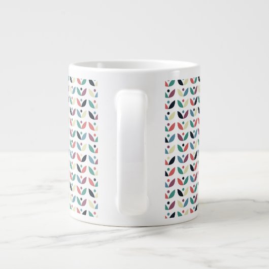 Folk Art Floral Geometric Pattern Grote Koffiekop (Achterkant)