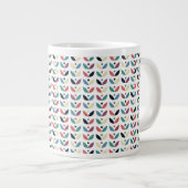Folk Art Floral Geometric Pattern Grote Koffiekop (Voorkant rechts)
