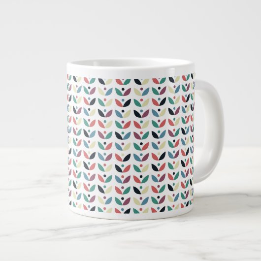 Folk Art Floral Geometric Pattern Grote Koffiekop (Voorkant rechts)
