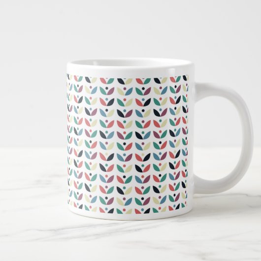 Folk Art Floral Geometric Pattern Grote Koffiekop (Rechts)