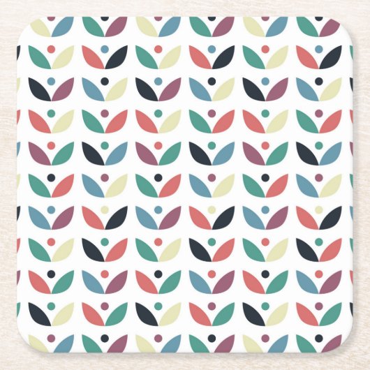 Folk Art Floral Geometric Pattern Kartonnen Onderzetters (Voorkant)