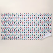 Folk Art Floral Geometric Pattern Strandlaken (Voorkant)