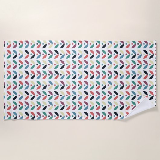 Folk Art Floral Geometric Pattern Strandlaken (Voorkant)