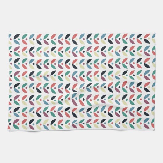 Folk Art Floral Geometric Pattern Theedoek (Horizontaal)