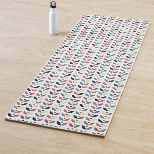 Folk Art Floral Geometric Pattern Yogamat (In situ)