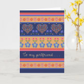 Folk Art Floral Hearts Birthday Kaart, Vriendin Kaart (Gele Bloem)