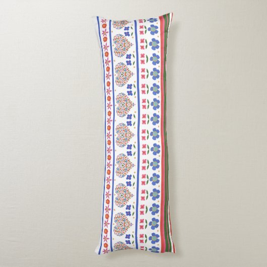  Folk Art Floral Hearts Border Body Pillow Lichaamskussen (Achterkant (Verticaal))