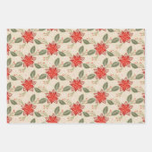 Folk Art Floral-Kerstmis, set van 3 Inpakpapier Vel (Voorkant)