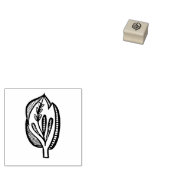 Folk Art Floral Leaf Spring Linocut Style Rubberstempel (Gestempeld)