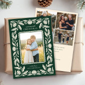 Folk Art Floral Lijst Christmas 4 Foto Feestdagenkaart