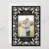 Folk Art Floral Lijst Christmas 4 Foto Feestdagenkaart (Voorkant)