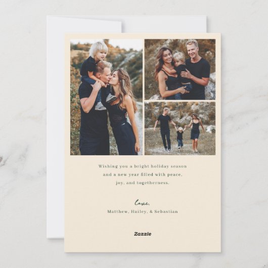 Folk Art Floral Lijst Christmas 4 Foto Feestdagenkaart (Achterkant)