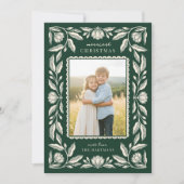 Folk Art Floral Lijst Kerstfoto Feestdagenkaart (Voorkant)