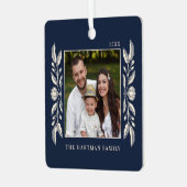 Folk Art Floral Photo Christmas Metalen Ornament (Voorkant links)