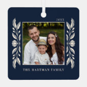 Folk Art Floral Photo Christmas Metalen Ornament (Achterkant)