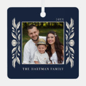 Folk Art Floral Photo Christmas Metalen Ornament (Voorkant)