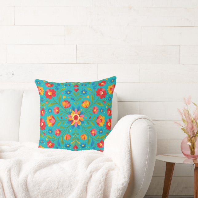 Folk art floral pillow kussen (Bank)