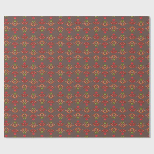 Folk Art Floral print Cozy Rustic herfst Cadeaupapier (Vlak)